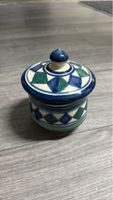 Hübsche Keramikdose blau grün Vintage
