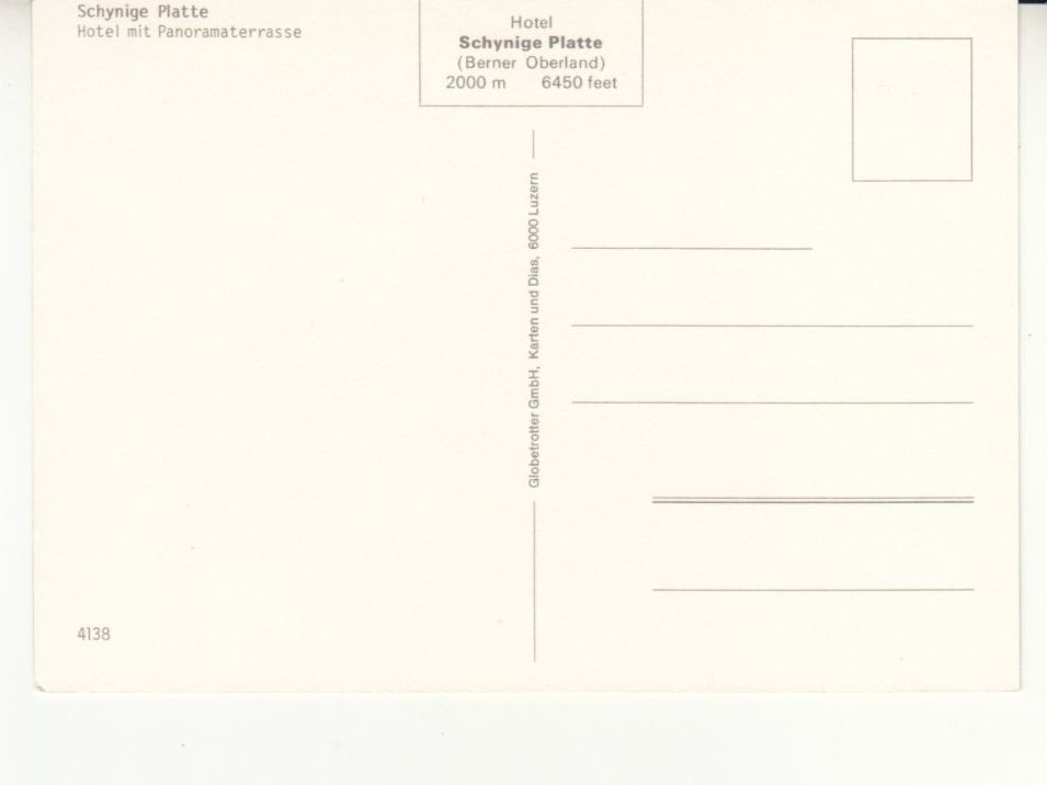 Ansichtskarten: Schynige Platte ca. 1970 – Gebraucht aus Bürglen TG von StampGraf 1