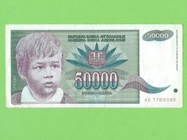 50000 Dinar Banknote Jugoslawien, Sammlerstück!