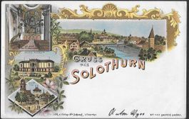 1898 AK Litho Gruss von SOLOTHURN attraktiv selten ab 1.-