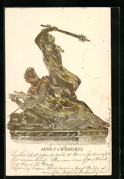 Cartoline postali: AK Stans, Denkmal Arnold v. Winkelried – Usato da Berlin venduto da bartko-reher