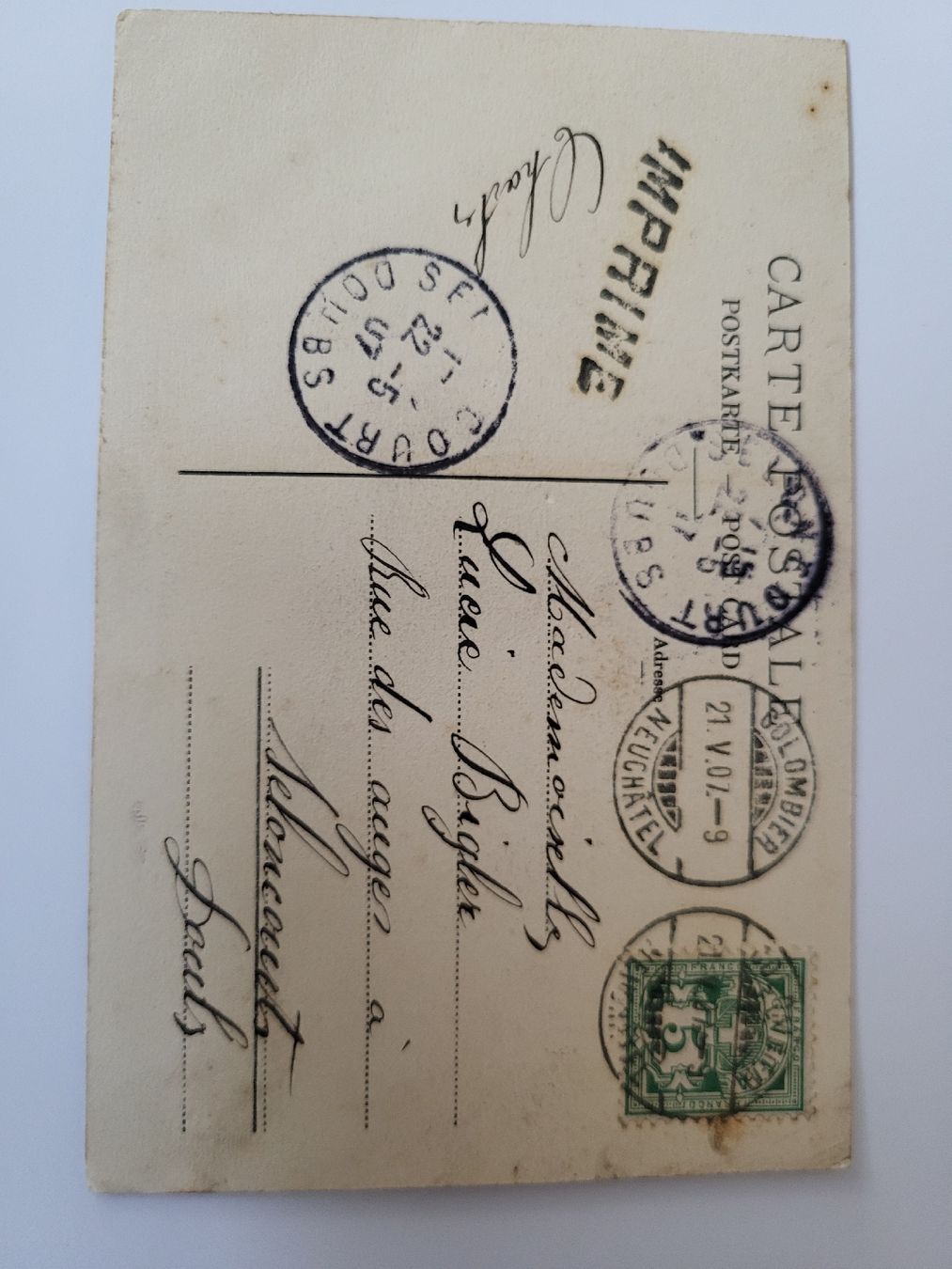 Ansichtskarten: Alte Postkarte Colombier Le Chateau Ansichtskarte RN – Gebraucht aus nunningen von mic_88k2 1