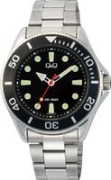 🇯🇵®Q&Q Citizen Herrenuhr Edelstahl Schwarz Quartz 5ATM NEU