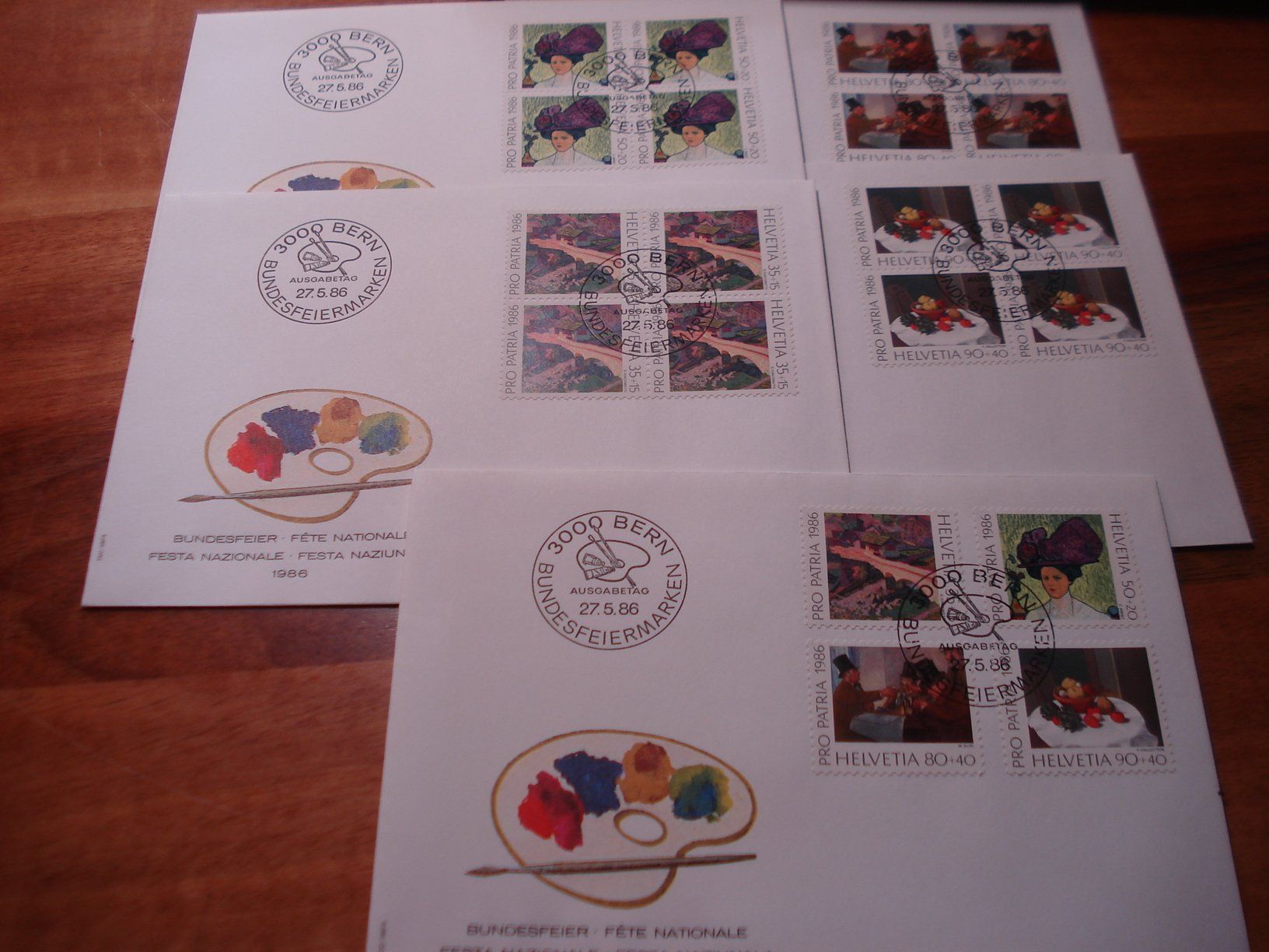 Tous les timbres: Pro Patria 1986, FDC Satz + 4erblocks, Gemälde – D'occasion à Niederwil AG par morostahu 1