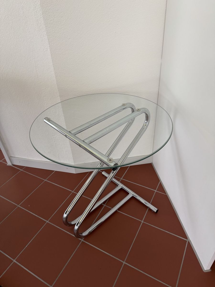 Tavoli: Vintage Glastisch mit Chrom-Gestell - – Usato da Zürich venduto da sne.swiss 4