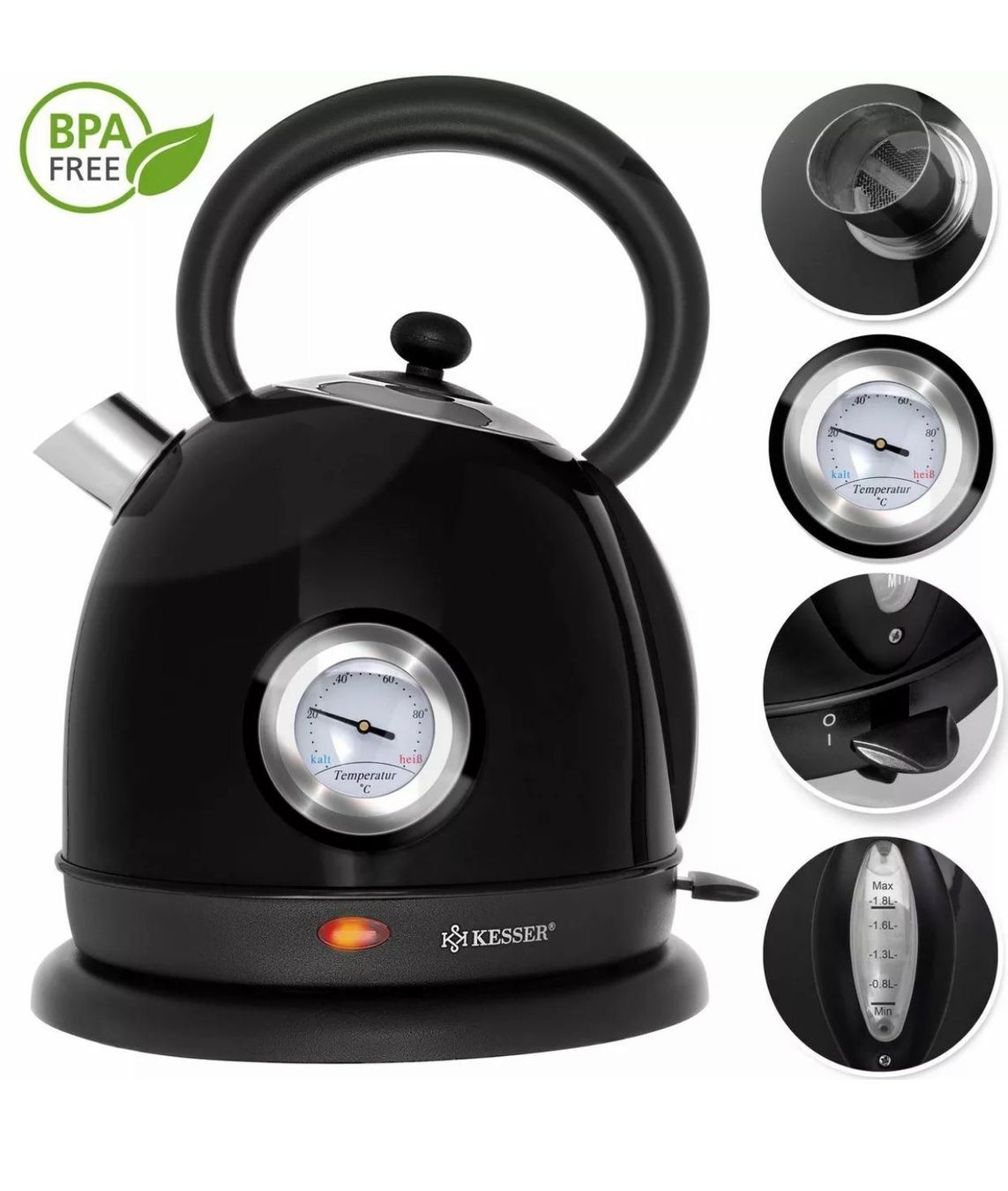 Wasserkocher: Wasserkocher 1,8 Liter 2200W Tee retro – Neu und originalverpackt aus Amriswil von JaJa-Express 6