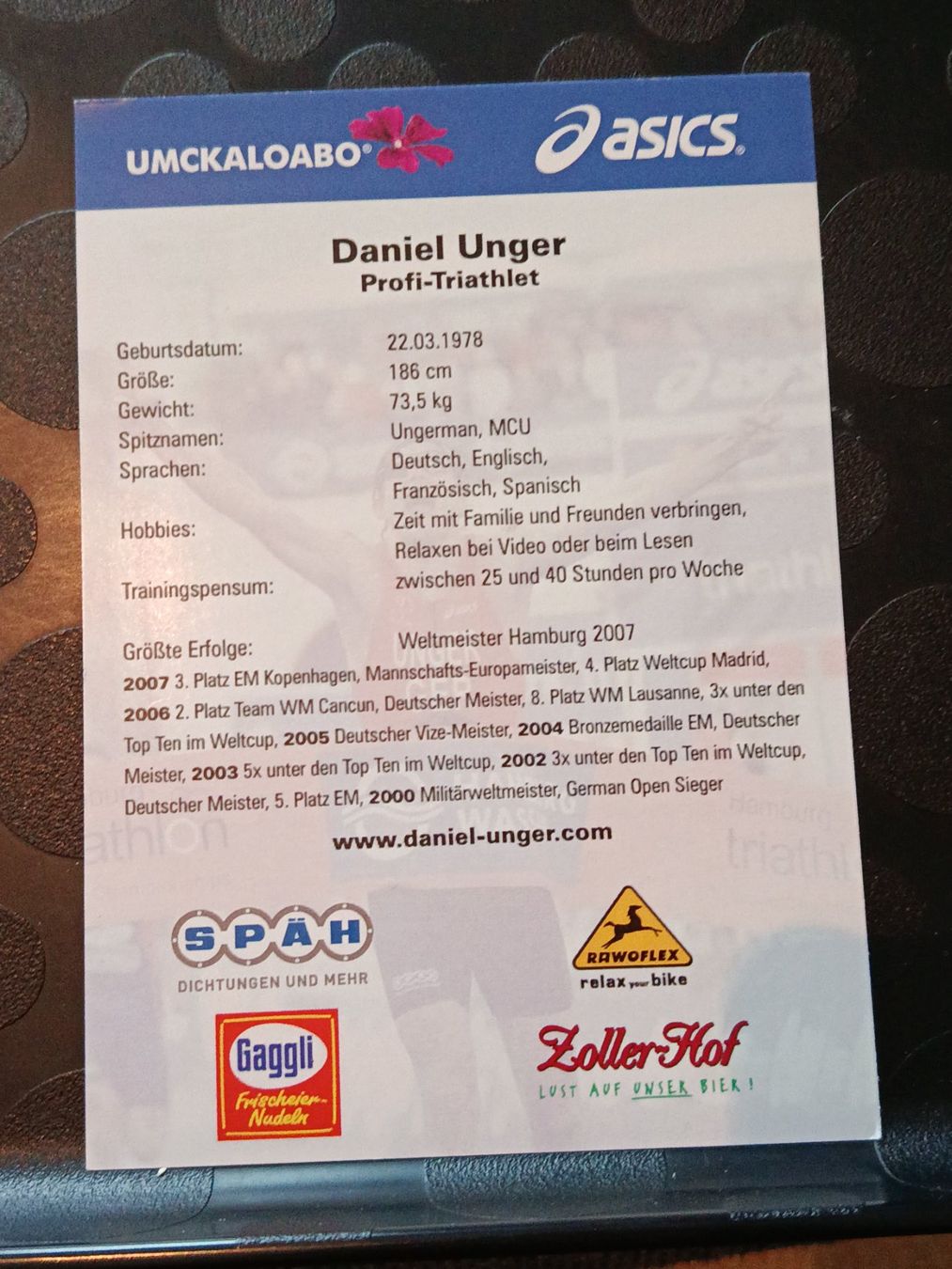 Autografi: Daniel Unger - Triathlon - Handsigniert – Usato da Menziken venduto da Artographs 1