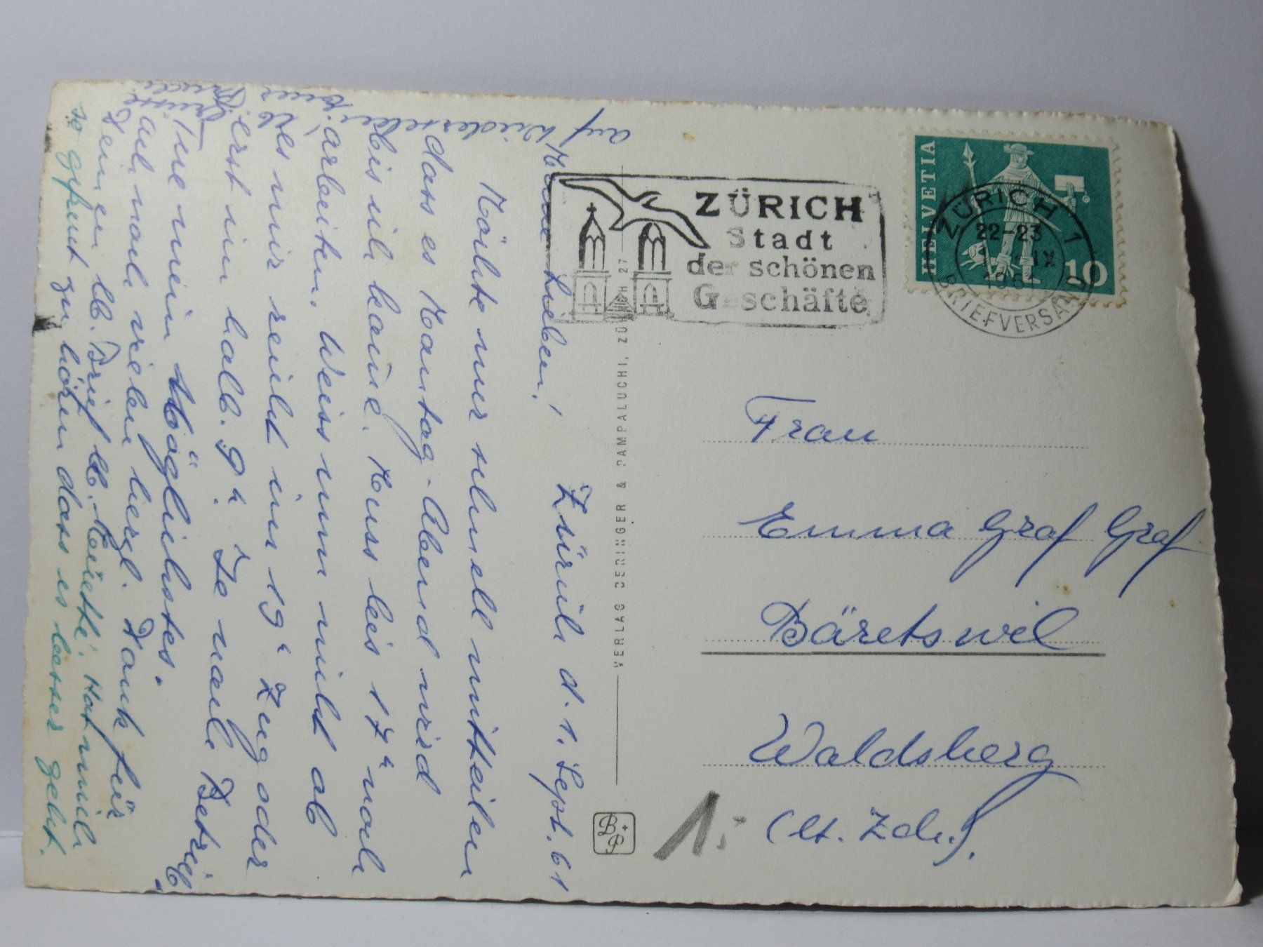 Cartoline postali: Zürich ,  Pflegerinnenschule  1951 – Usato da Grenchen venduto da Bluemchen1900 1