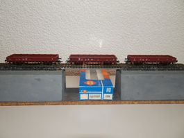 3x Roco DB  DR Niederbordwagen R und Kls  H0 DC