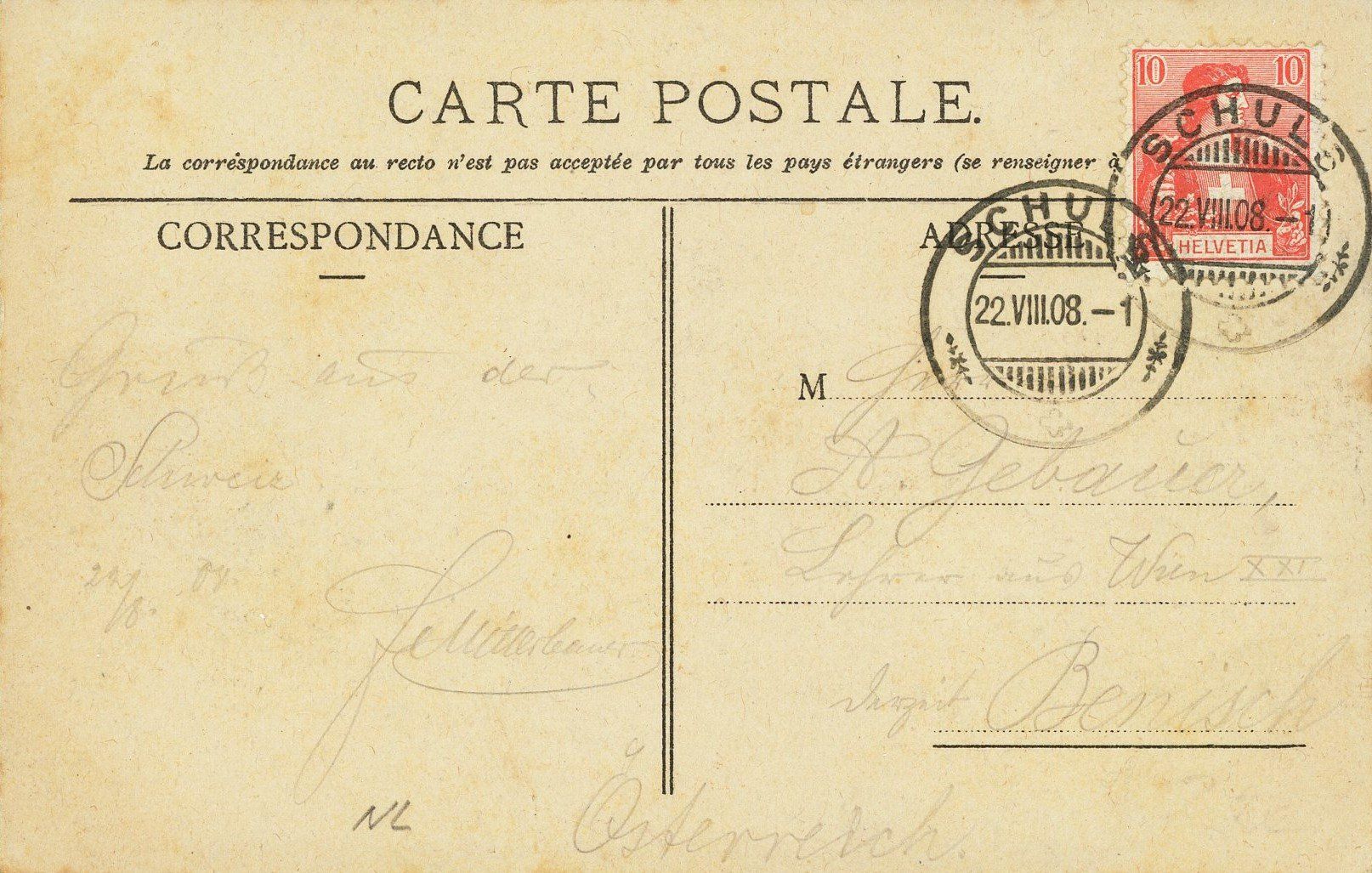 Cartoline postali: 1908: Ansichtskarte, Fontana (Tarasp) mit See – Usato da Basel venduto da Strubelibs 1