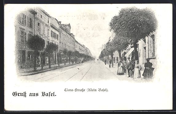 Cartes postales: AK Basel, Blick in die Clara-Strasse – D'occasion à Berlin par bartko-reher