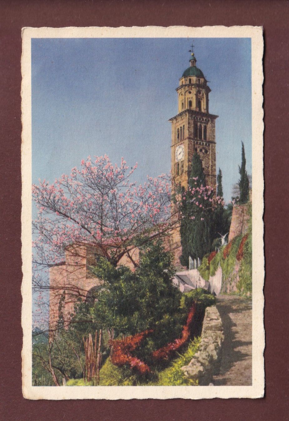 Cartoline postali: Chiesa di MORCOTE - 1949 – Usato da Pully venduto da nicecards-shop