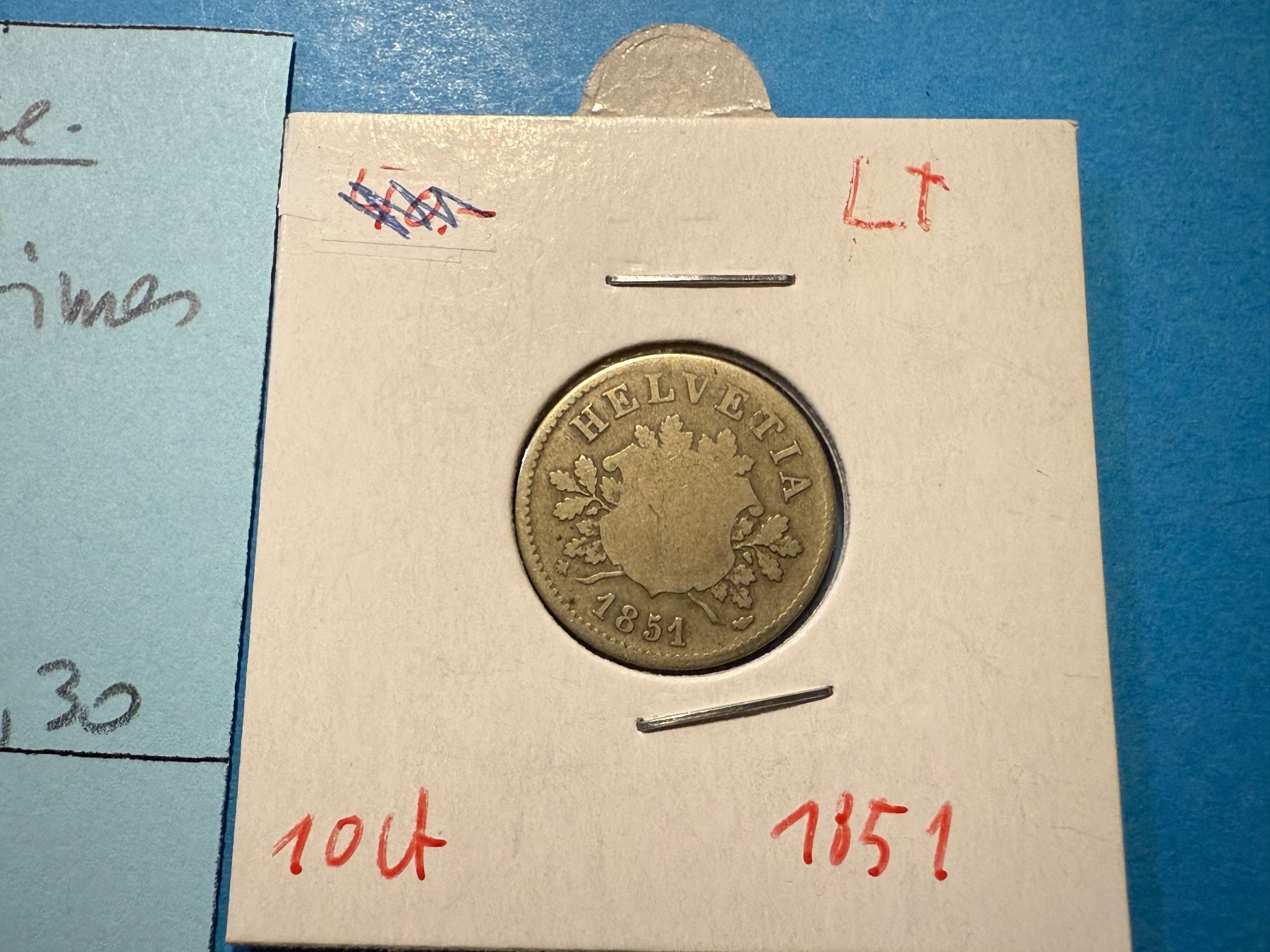 Tutti le monete: SUISSE . 10 CENTIMES 1851 – Usato da genève venduto da GEnumist 1