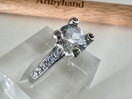 Solitär Ring Silber 925 mit funkelndem Zirkonia - G 55 edel