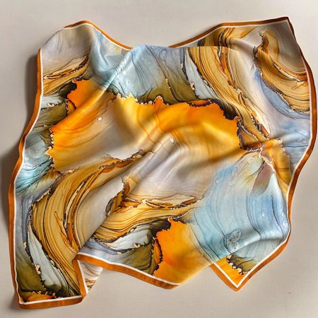New 68cm 100% Silk Scarf, Abstract Paint Pure Silk Scarf