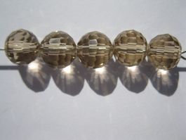 25 Glasperlen facettiert, Disco, smoke topas, 8mm