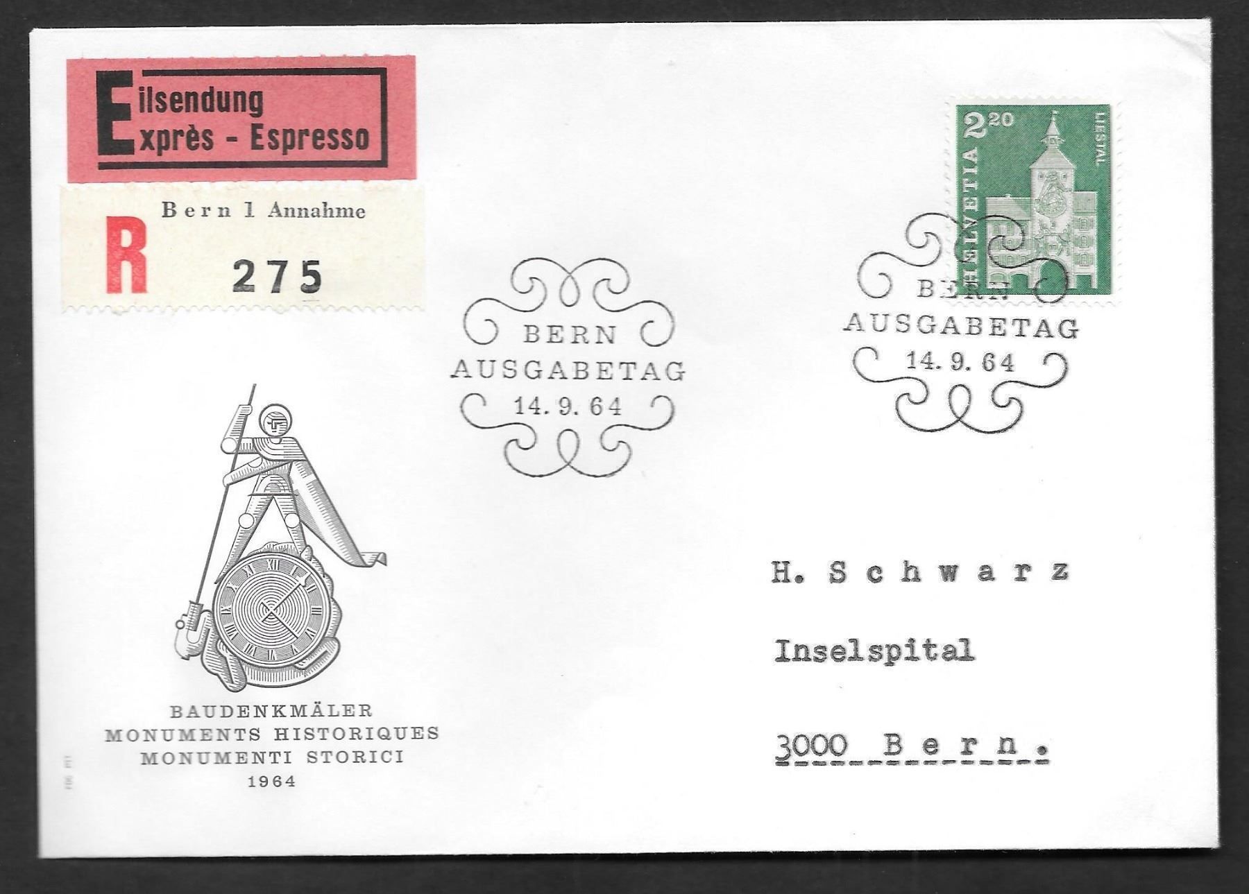 Tutti i francobolli: Exprès FDC 425 Liestal ET 14.9.1964 – Nuovo (secondo la descrizione) da Olten venduto da clotaldi