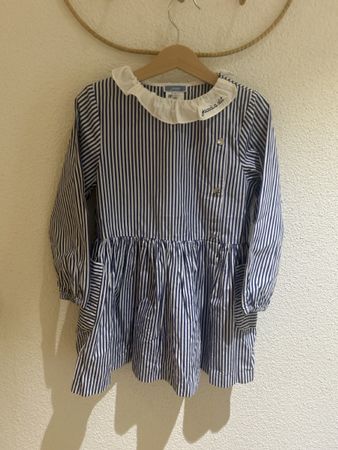 Jacadi Kleid gestreift blau weiss mit Kragen Grösse 116