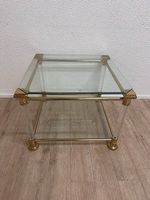 Vintage Hollywood Regency Beistelltisch Glas Messing