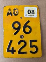 Velonummer AG 08 gelb Mofanummer Mofaschild Plaque Mofa