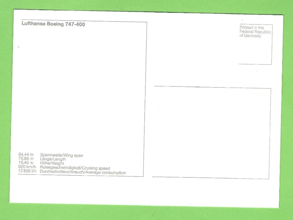 Cartoline postali: Lufthansa Boeing 747-400 – Usato da Zürich venduto da t24_de 1