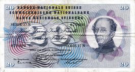 Alte 20 Franken Banknote «Fünfte Banknotenserie 1956»
