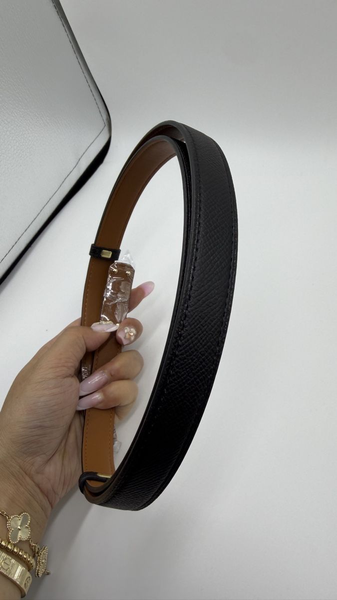 Cinture: Black/gold color Leather Belt – Nuovo e nell'imballaggio originale da Chur venduto da Madeys 3