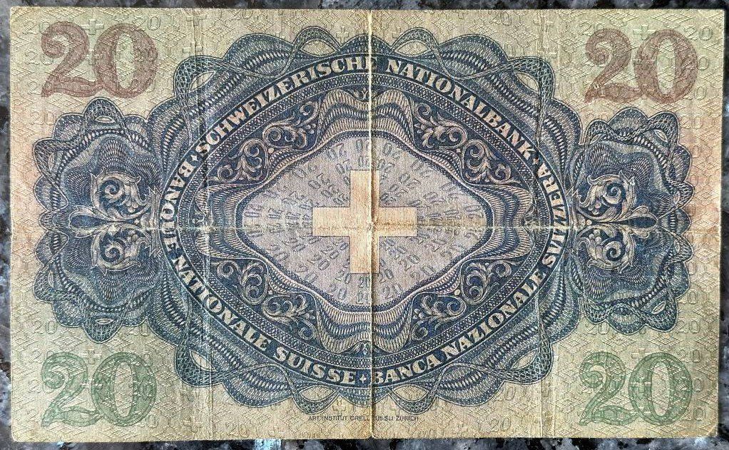 Banconote: 20 CHF Note, Jahr 1931 - Seltene Banknote! – Usato da Beringen venduto da Mantafisch1 1