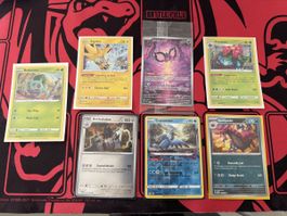 Lot de 7 cartes Pokémon diverses en bon état général