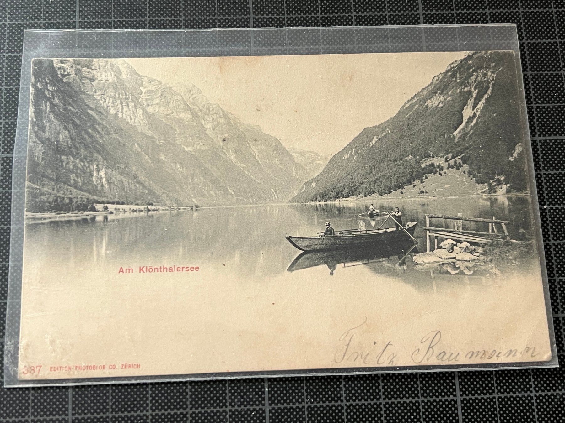 Cartoline postali: Klöntalersee mit 2 Ruderbooten, 1902 – Usato da Stäfa venduto da Hannahsita14