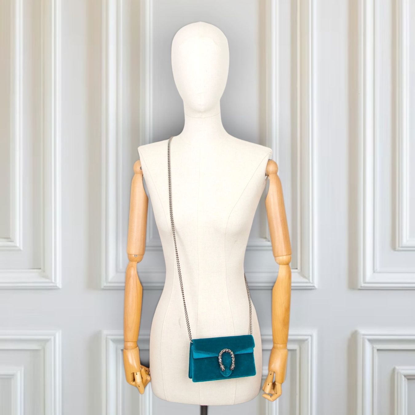 Gucci Borse da donna: Gucci Dionysus super-mini Samt Türkis – Usato da Binningen venduto da Designerlabels 1