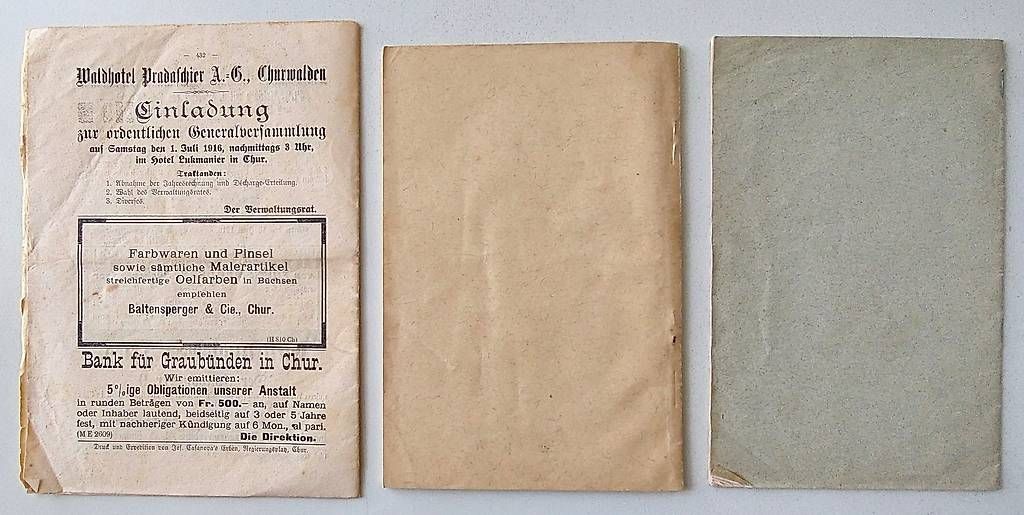 Documents: Bündner Amtsblatt 1916, Statuten 1907, Verfassung Flems 1908 – D'occasion à Uitikon Waldegg par Boots15 1