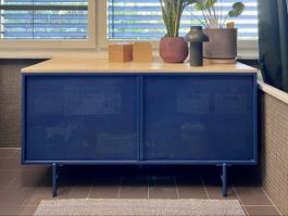Sideboard aus Metall und Holz, dunkelblau – in gutem Zustand