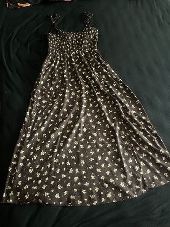 Kleid C&A dunkelbraun geblümtSommerkleid lang