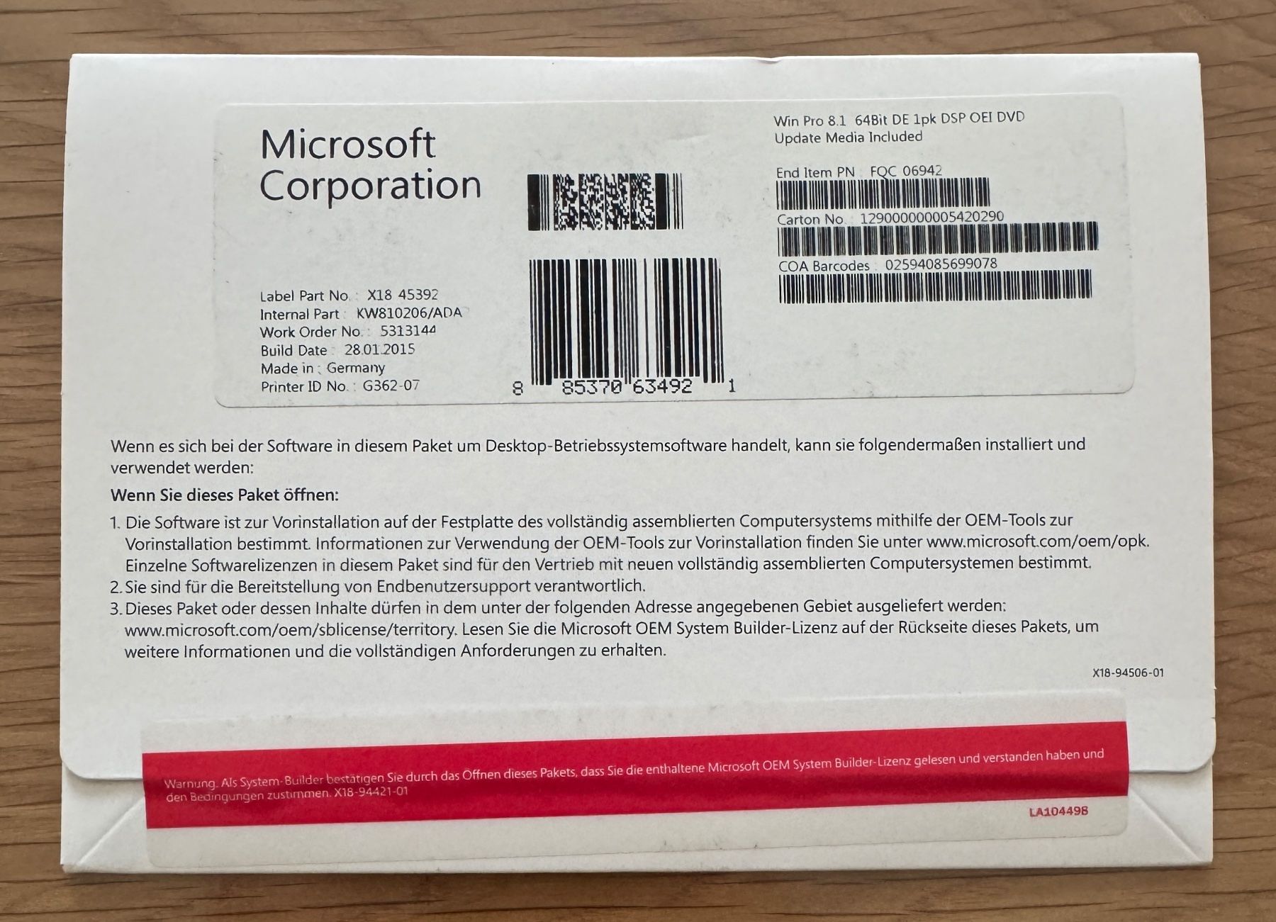 Microsoft Software: Windows 8.1 Pro Lizenz (Ungeöffnet) – Neu (gemäss Beschreibung) aus Volketswil von IT-Mac