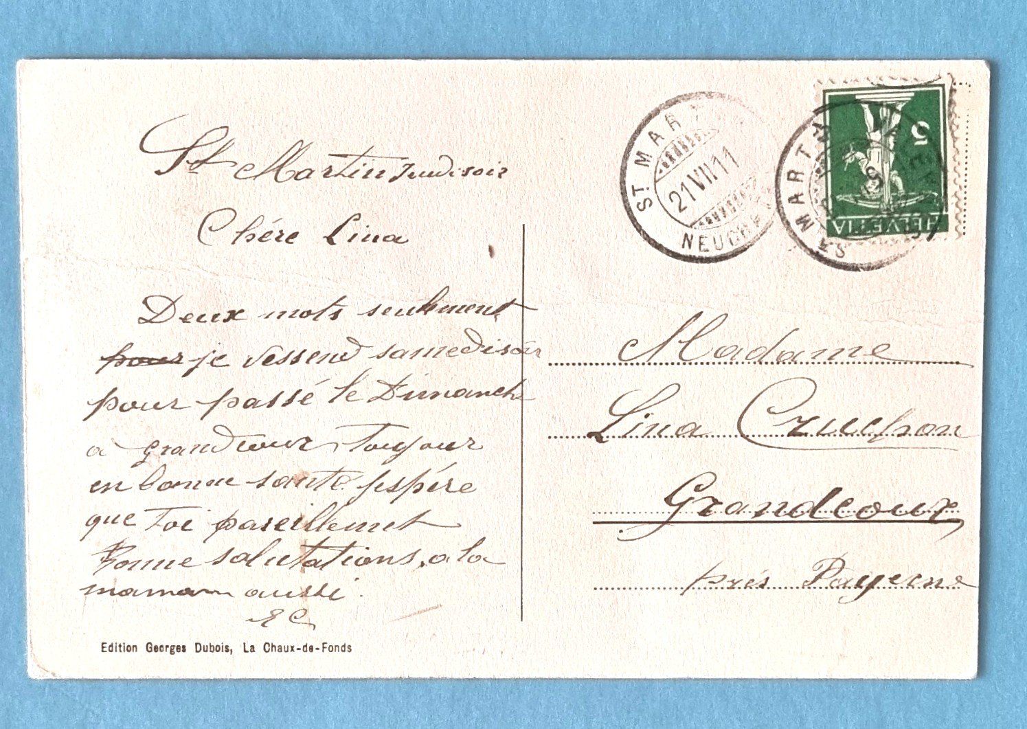 Cartoline postali: Les Bugnenets - Hotel Temperance - 1911 – Usato da Rothrist venduto da RROENK 1