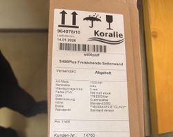 Koralle Freistehende Glastrennwand für Dusche