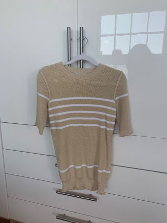 Sonia Rykiel Paris WOLL-Top / Pullover Gr. XS Gestreift Beig