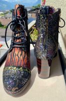Bottines femme t. 38 talon carré stable multi teintes motifs