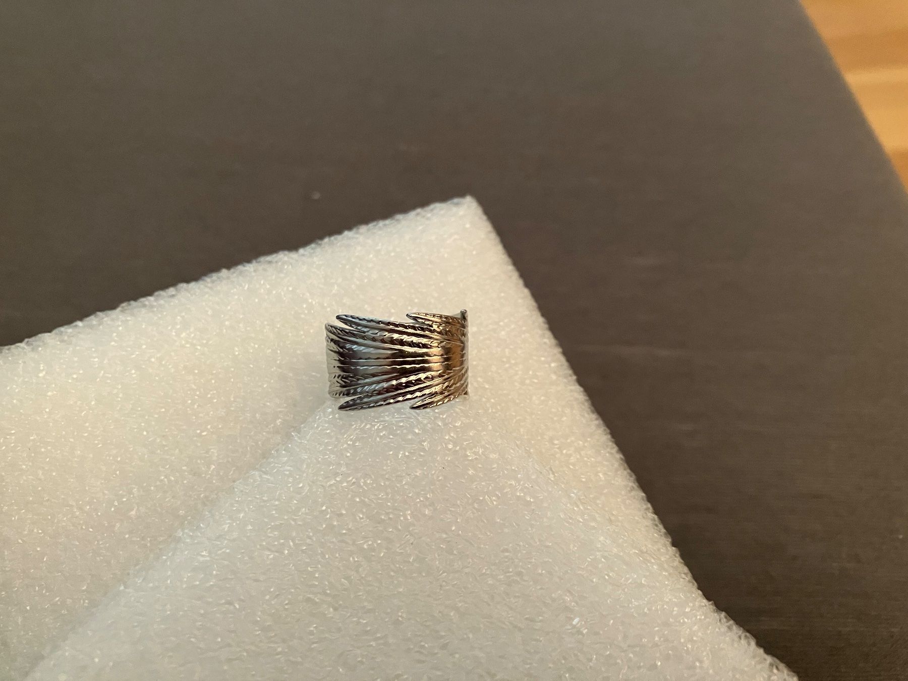 Ringe: Federförmiger modischer Edelstahl Ring, silberfarben, offen – Neu (gemäss Beschreibung) aus Affoltern am Albis von Dlotti