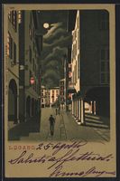 Mondschein-Lithographie Lugano, Strassen