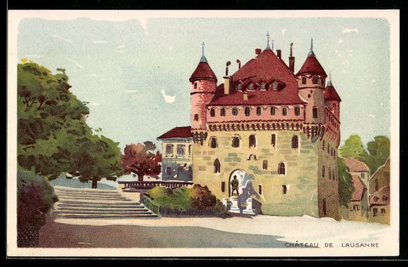 Cartes postales: Lithographie Lausanne, Château – D'occasion à Berlin par bartko-reher