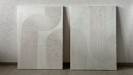 Wandbild auf Leinwand abstrakt weiss mit Struktur Gr. 50x70