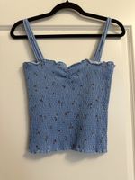 Damen Top hellblau geblümt