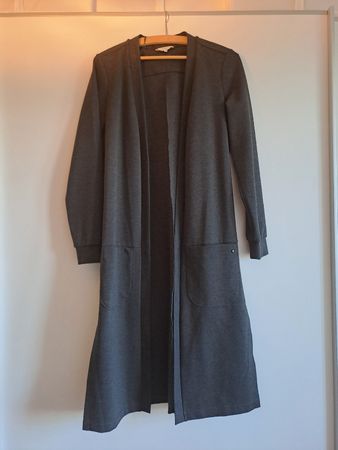 Sandwich Cardigan grau lang mit Taschen Grösse M