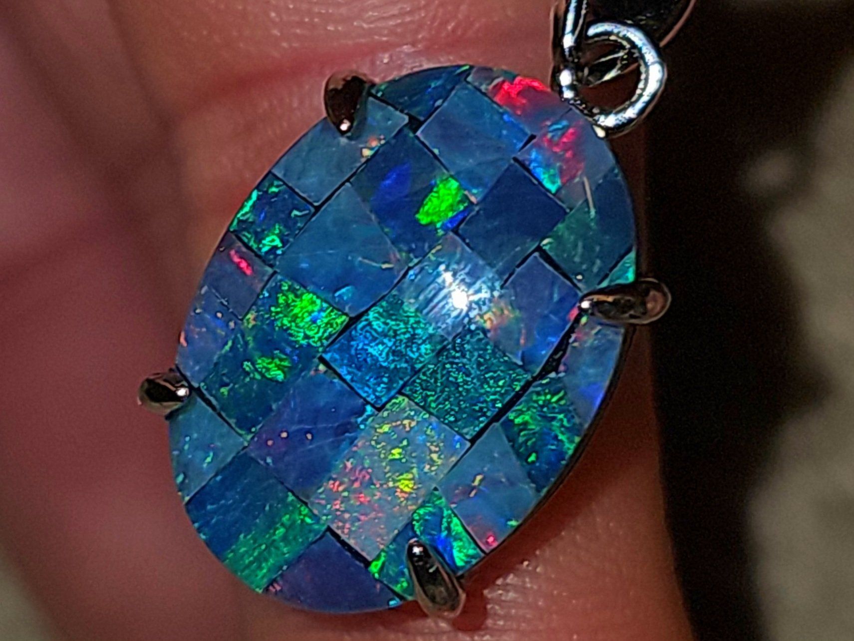 Ciondoli: Silber-Anhänger mit Australischer Opal Mosaik Triplette – Nuovo e nell'imballaggio originale da Uerkheim venduto da Winwinner