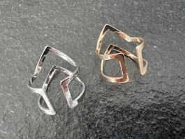 Elegantes Ring-Set, Silber & Gold, Modernes Design, Neu!