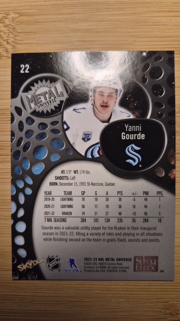 NHL Sammelbilder & Trading cards: NHL Seattle Kraken Yanni Gourde – Gebraucht aus Bellach von paedu-1980 1