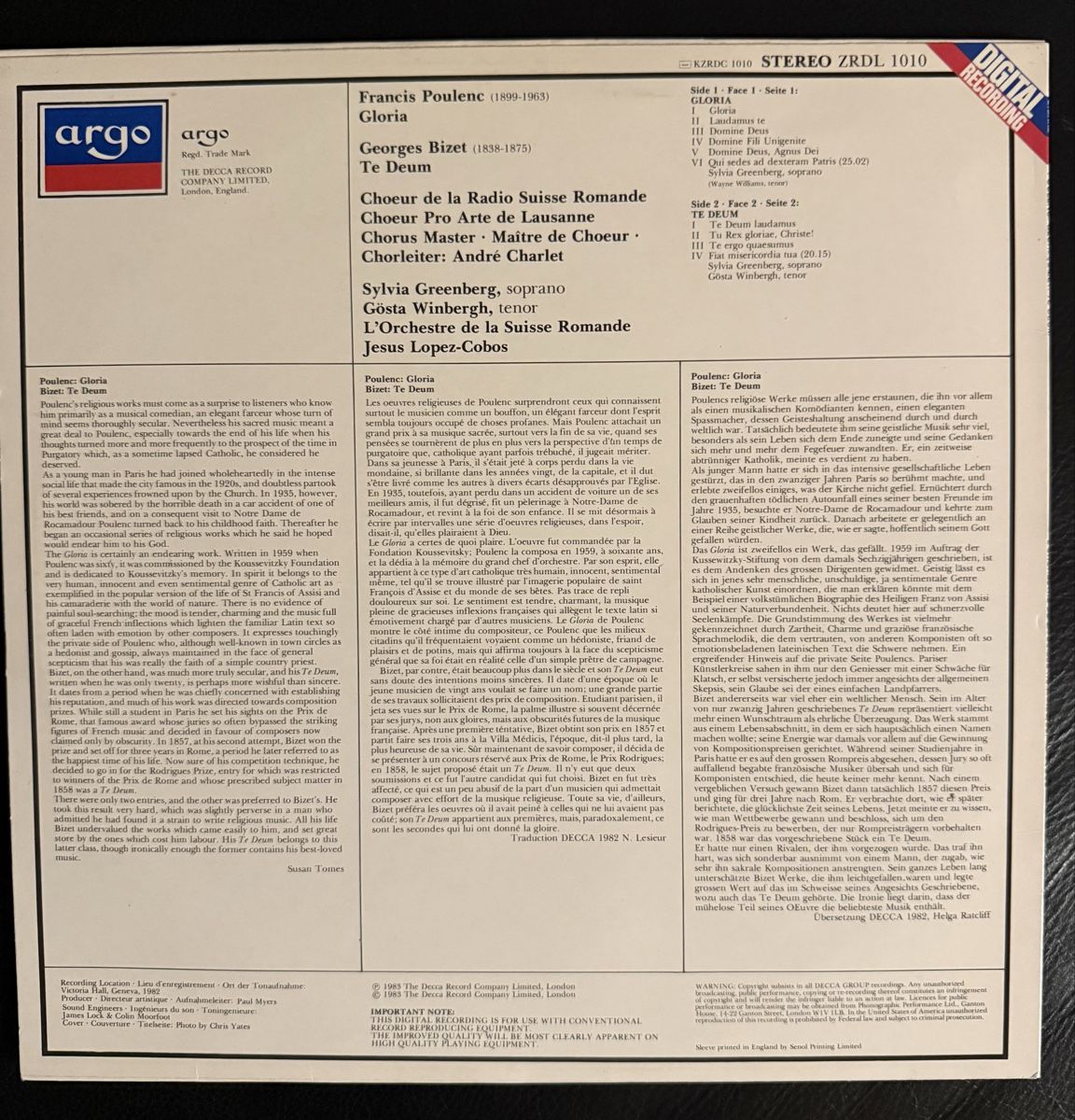 Dischi in vinile: Schallplatte Gloria Te Deum Vinyl LP – Usato da Goldach venduto da Messerguru 1