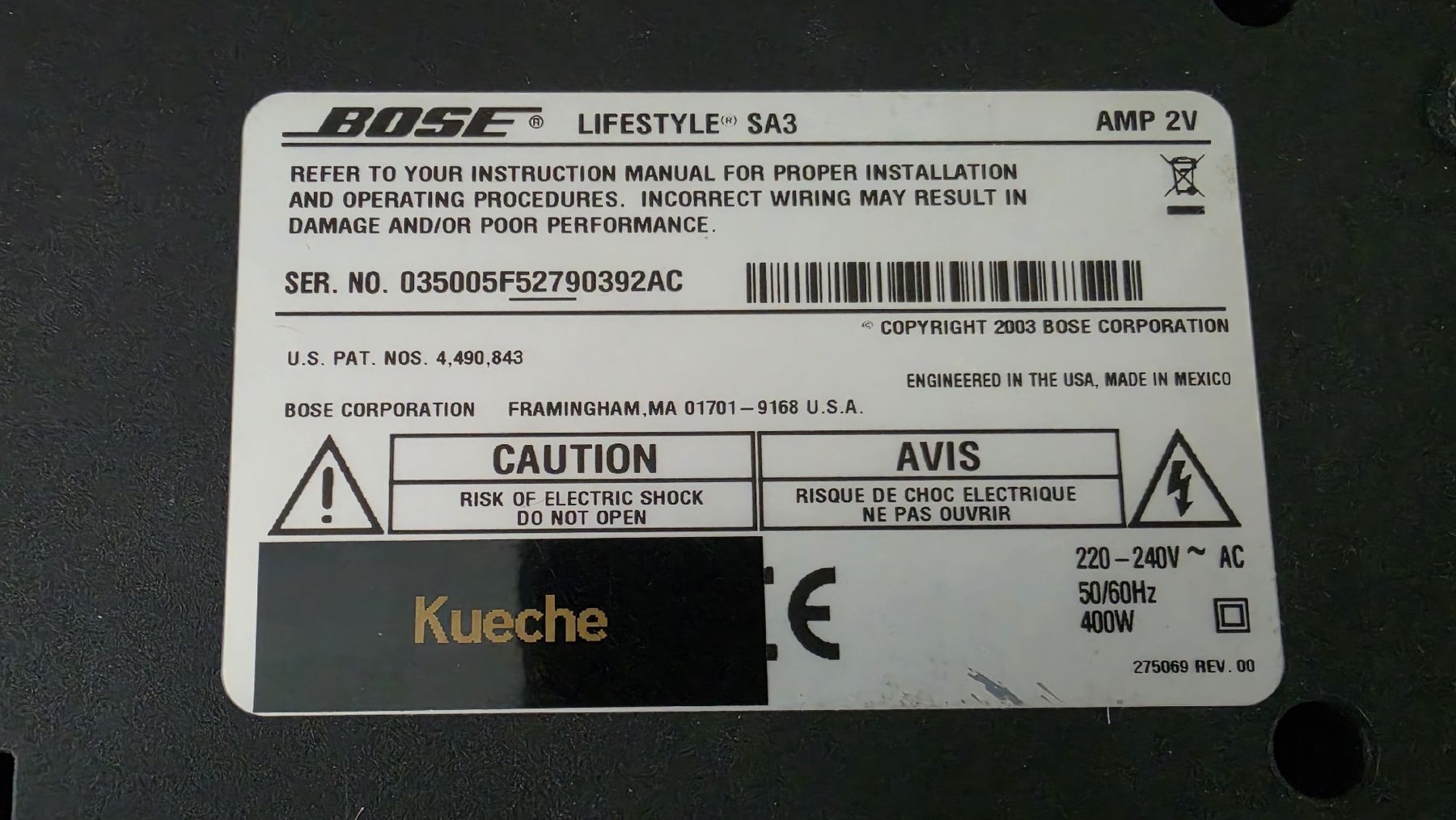 Bose Amplificatori: Bose Lifestyle SA3 Verstärker – Usato da Spiez venduto da gbr-stu 2